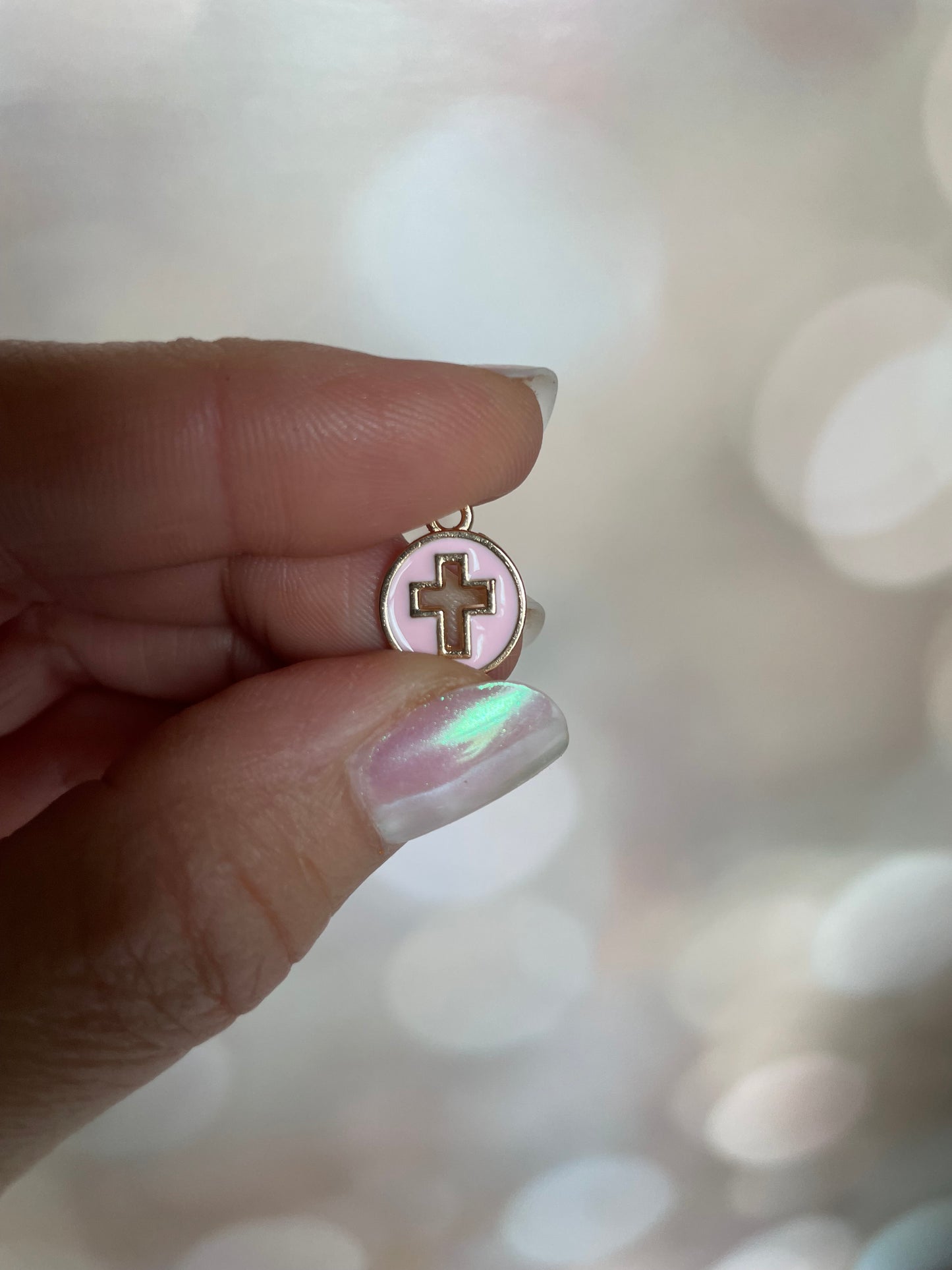Round Cross Enamel Charm