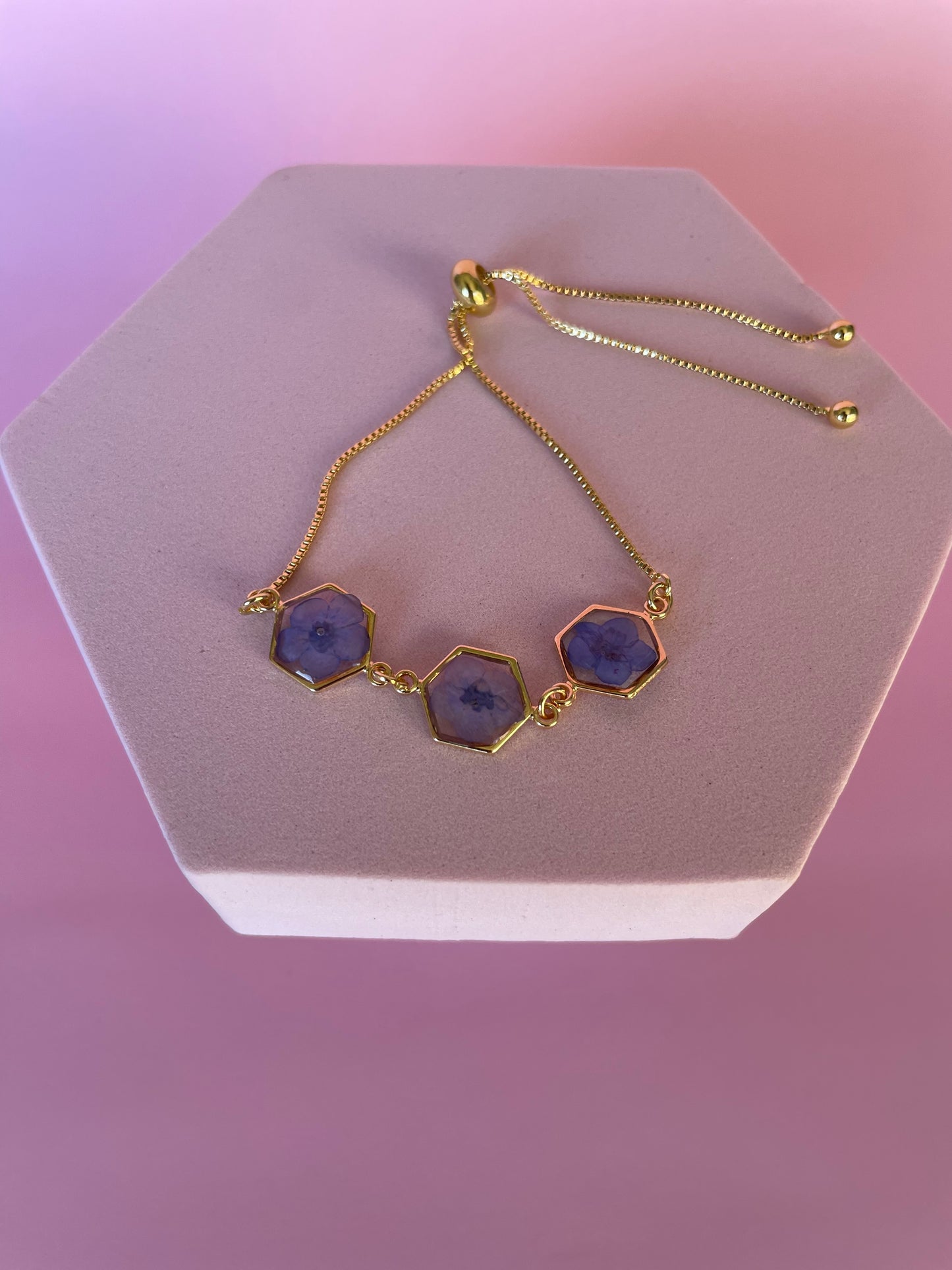 Dainty Real Pressed Flowers Resin Adjustable Bracelet