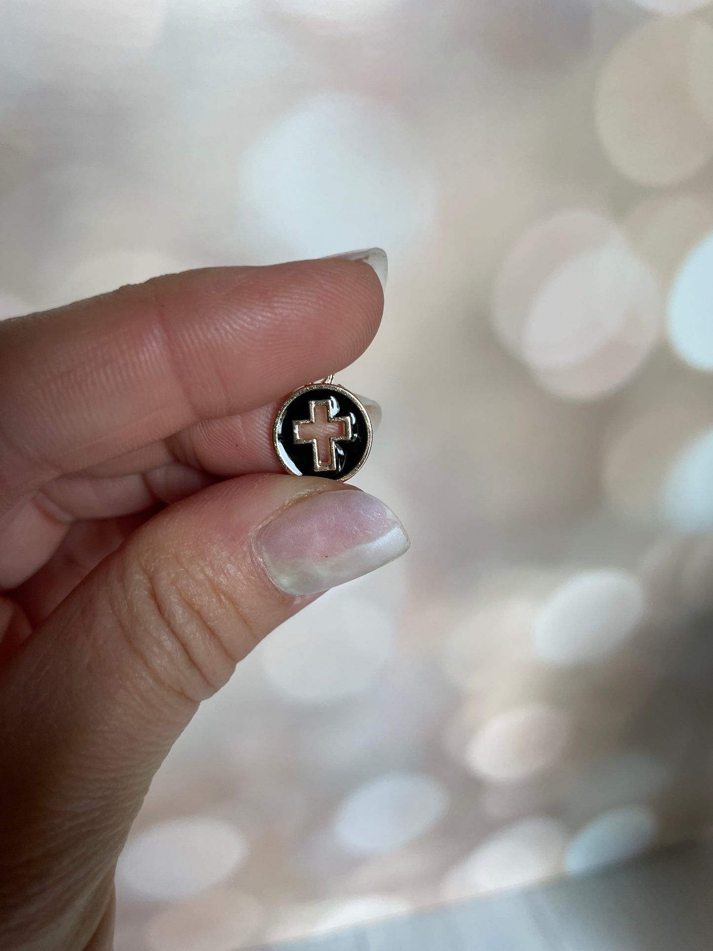 Round Cross Enamel Charm