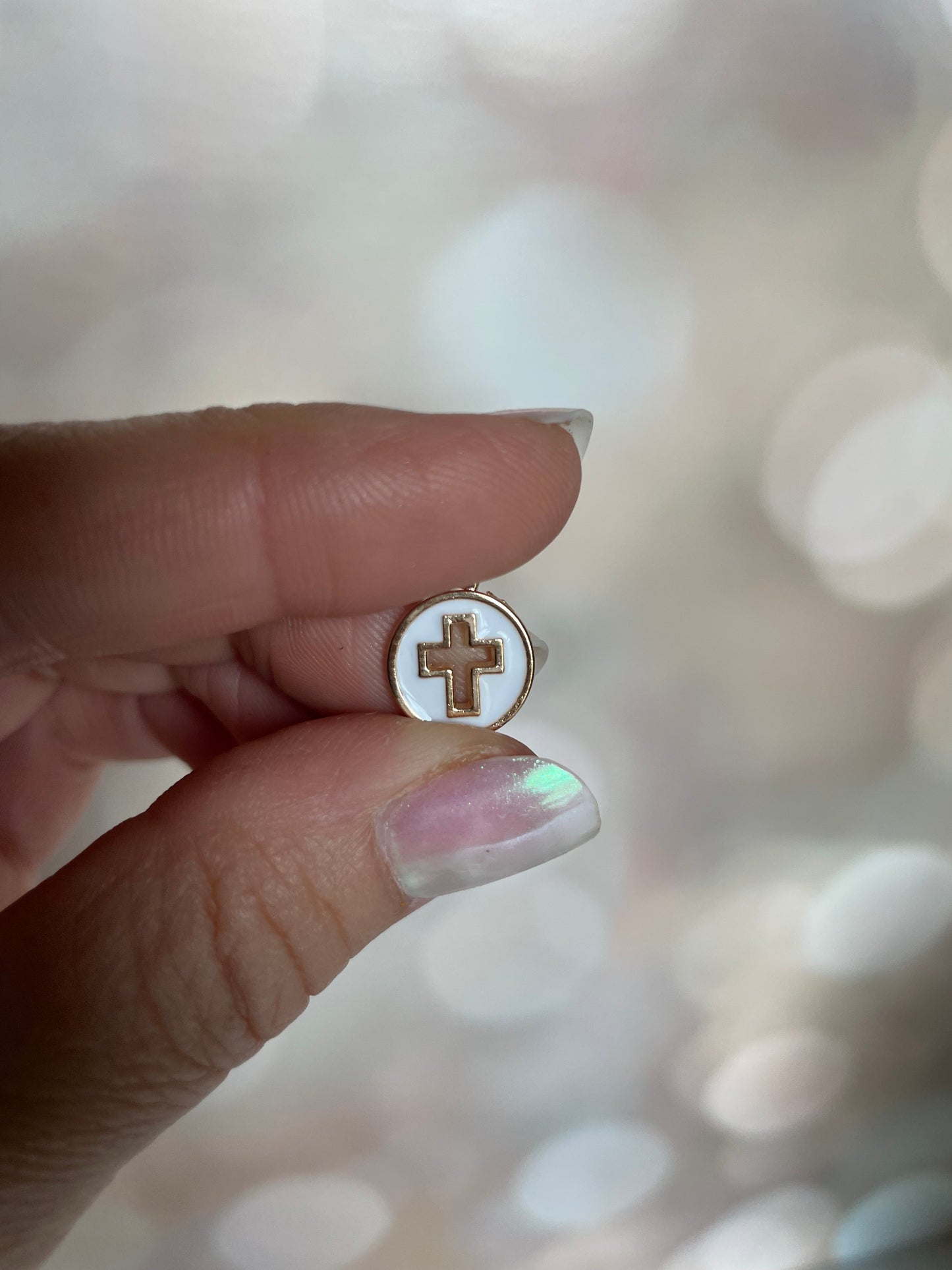 Round Cross Enamel Charm