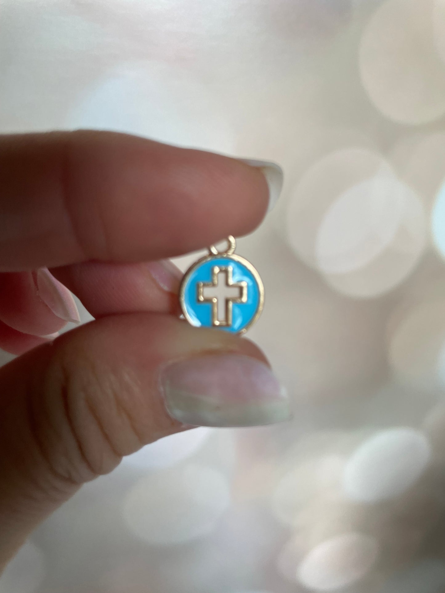 Round Cross Enamel Charm