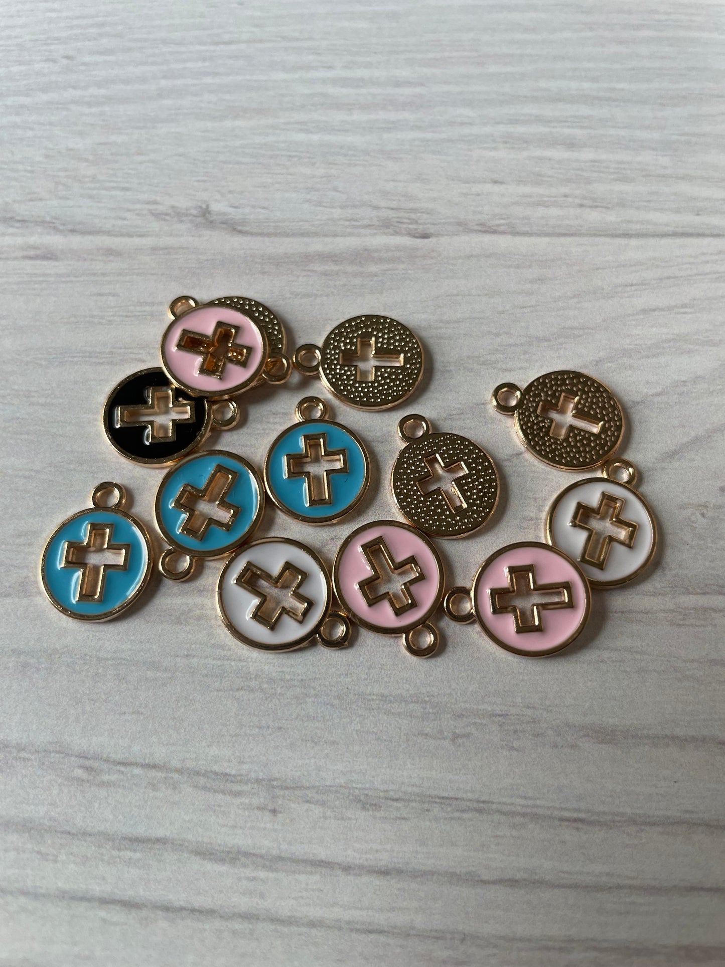 Round Cross Enamel Charm