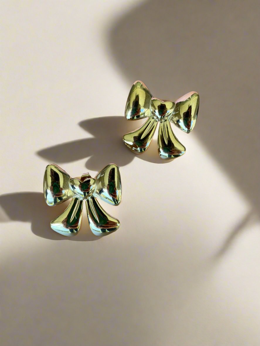 Chunky Golden Bow Earrings