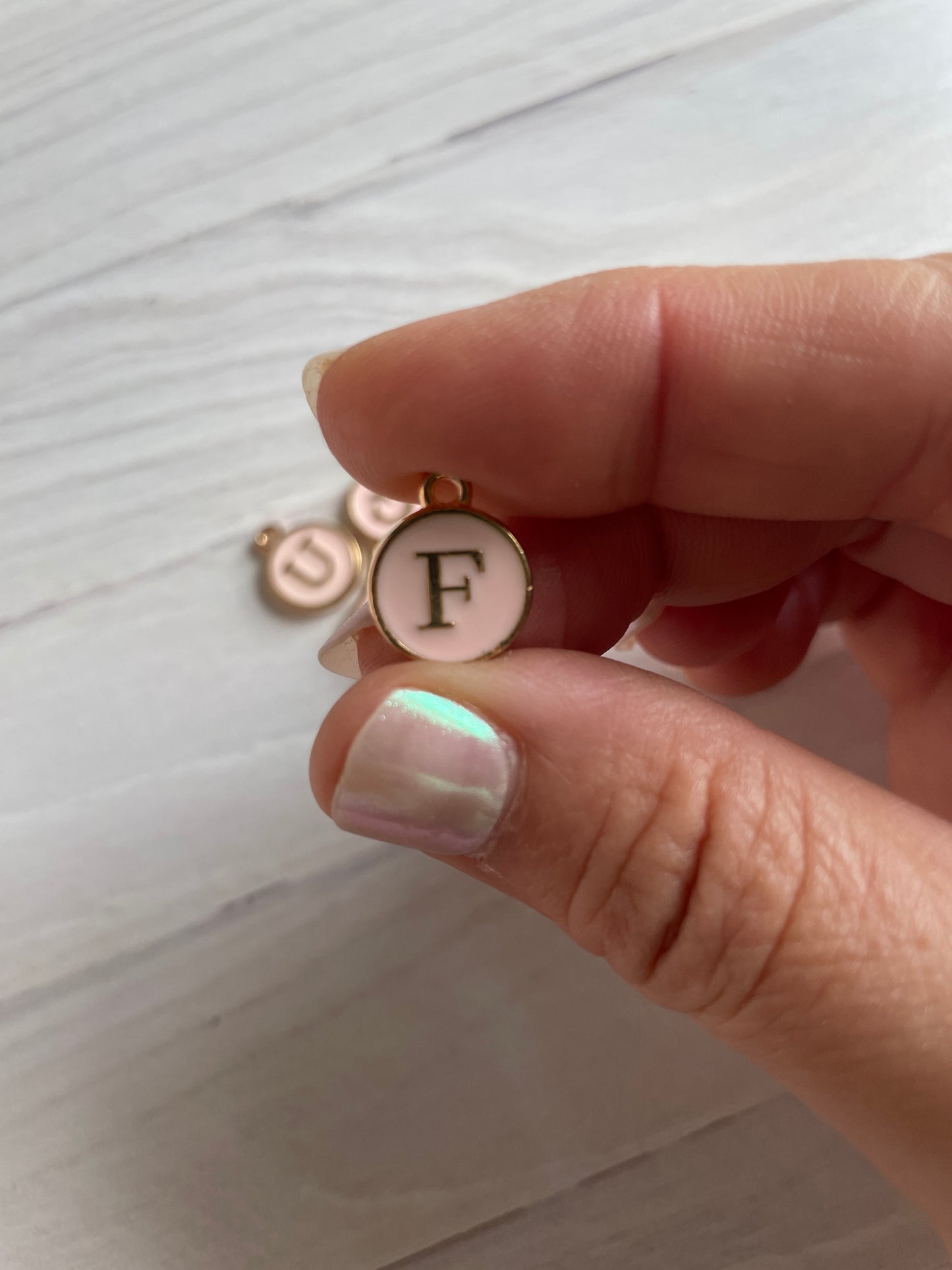 Double Sided Pink Enamel Letter Charms