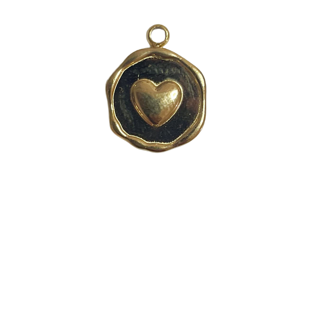 Round Gold Plated Heart Charm