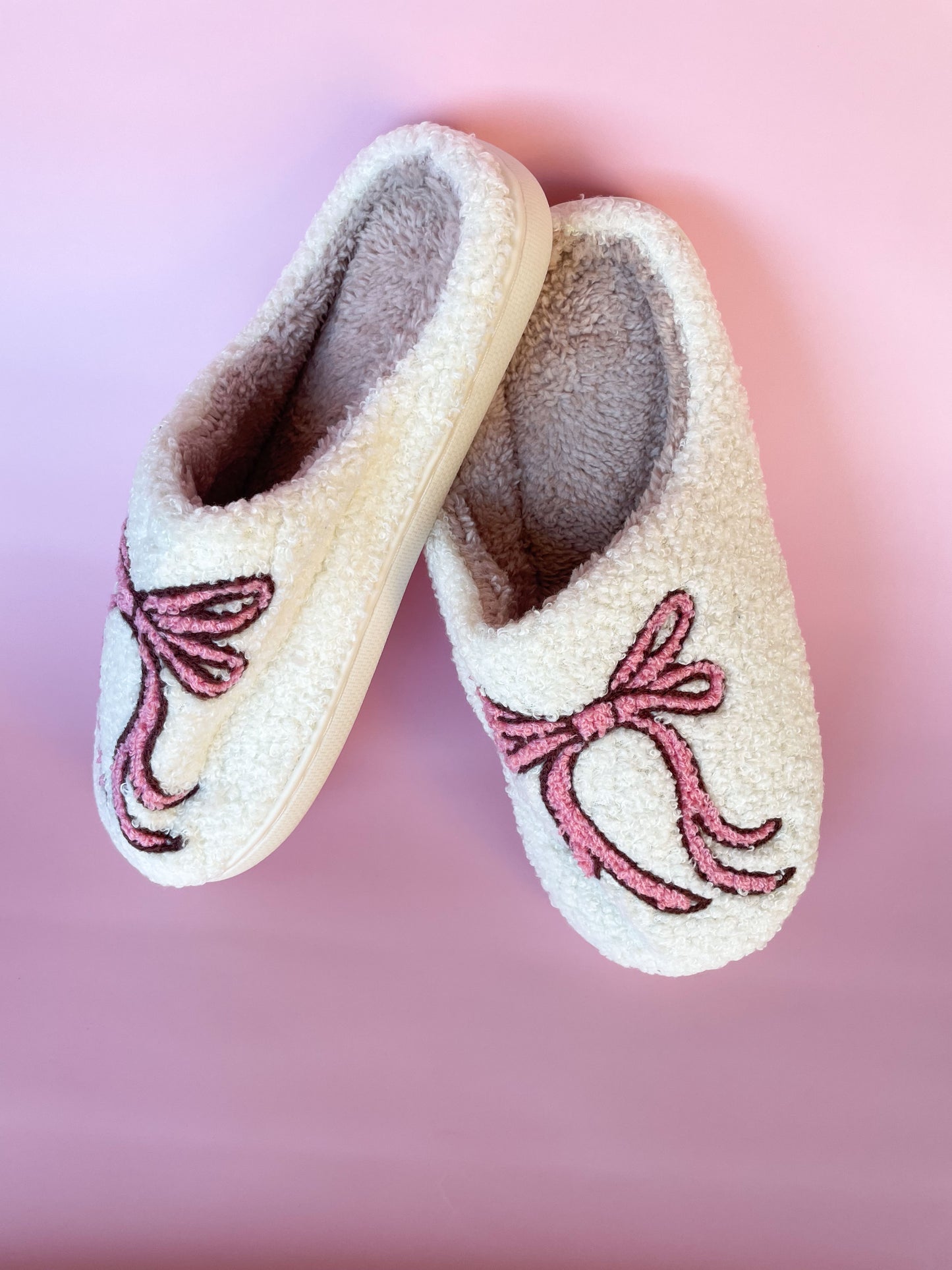 Pink Bow Cozy House Slippers