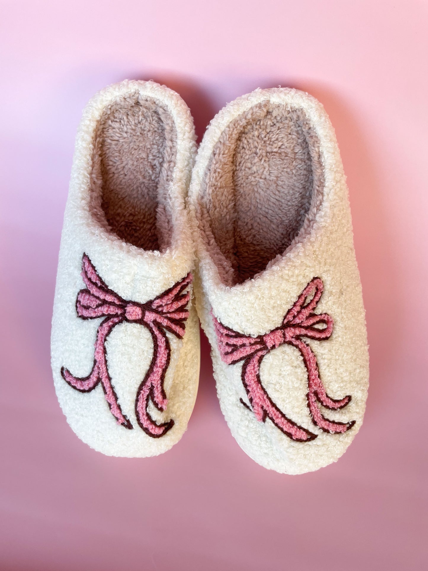Pink Bow Cozy House Slippers