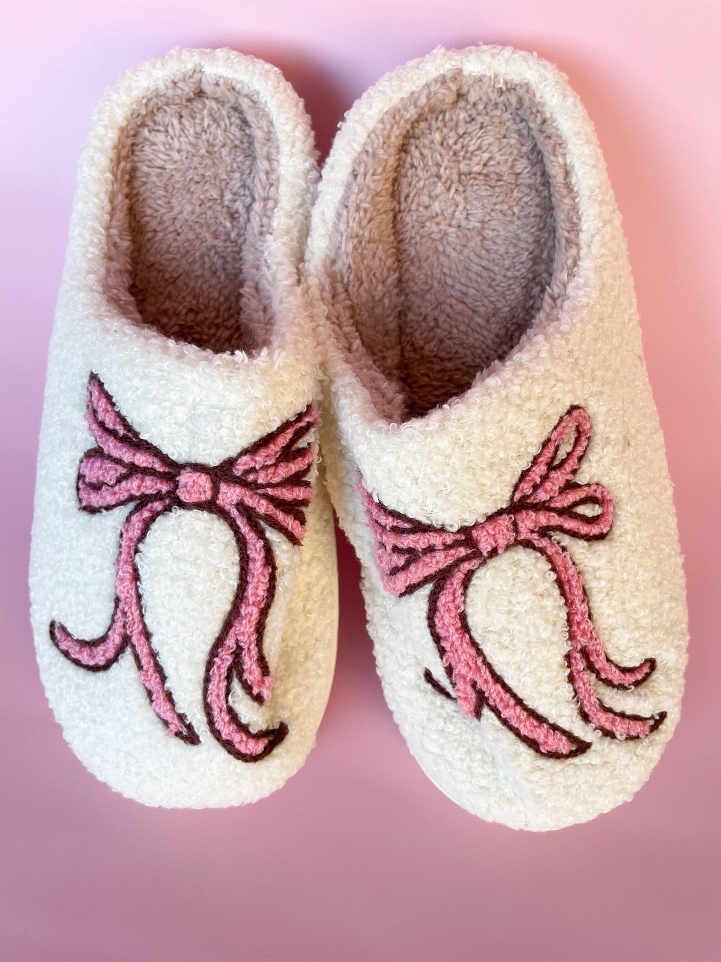 Pink Bow Cozy House Slippers