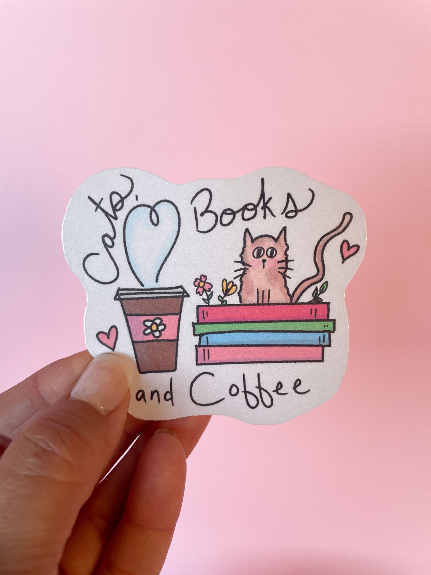 Cats, books, and Coffee Sticker