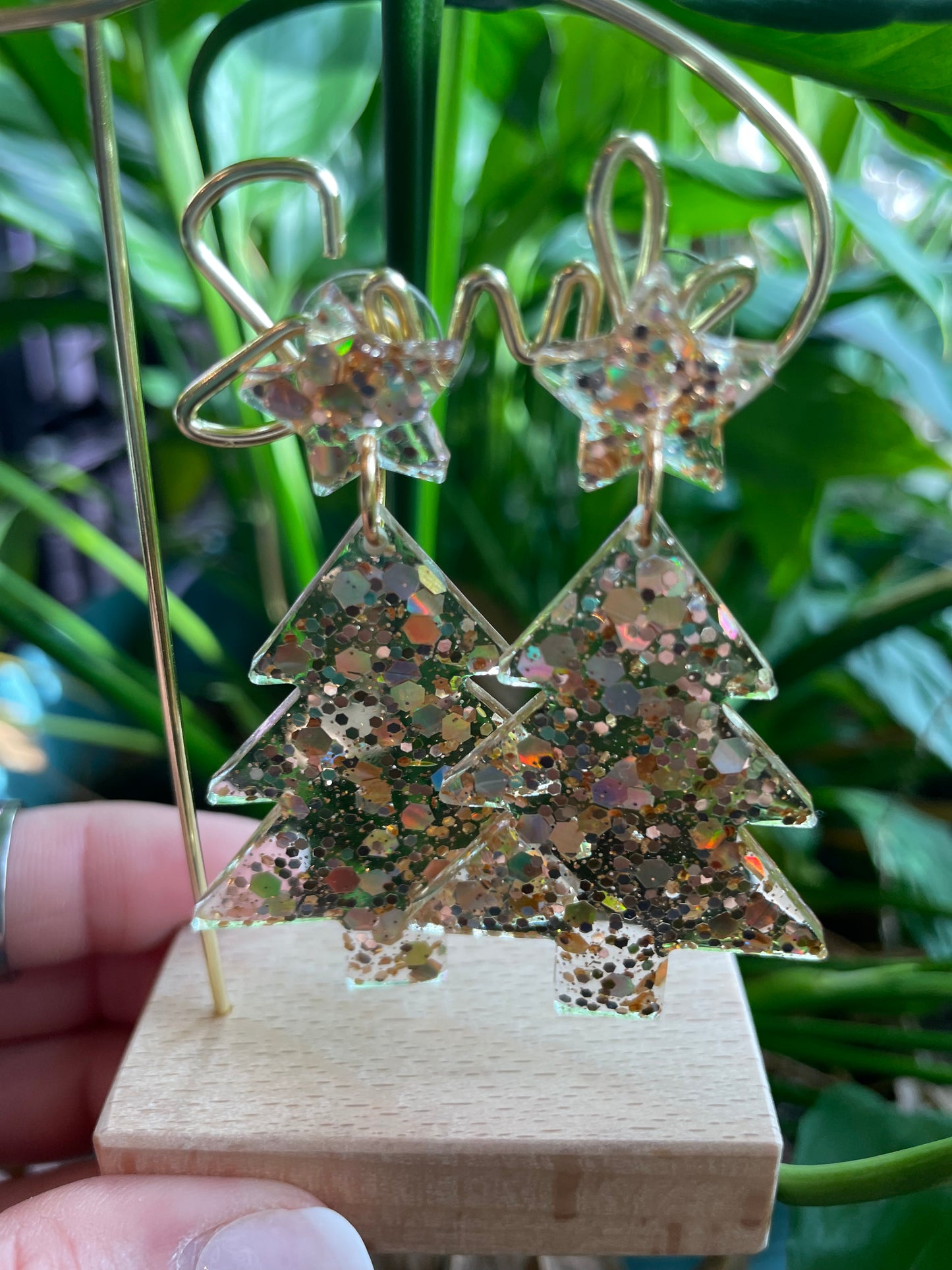 Resin Christmas Tree Earrings