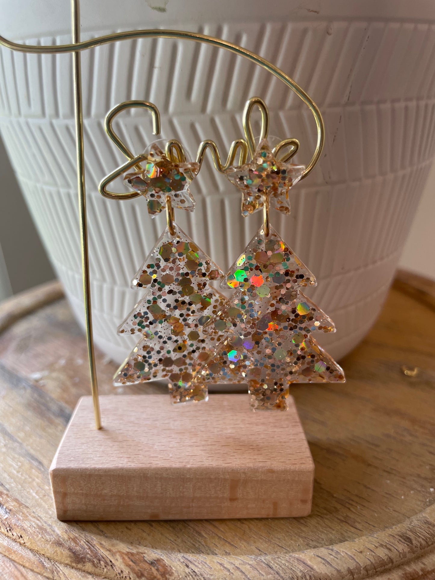 Resin Christmas Tree Earrings