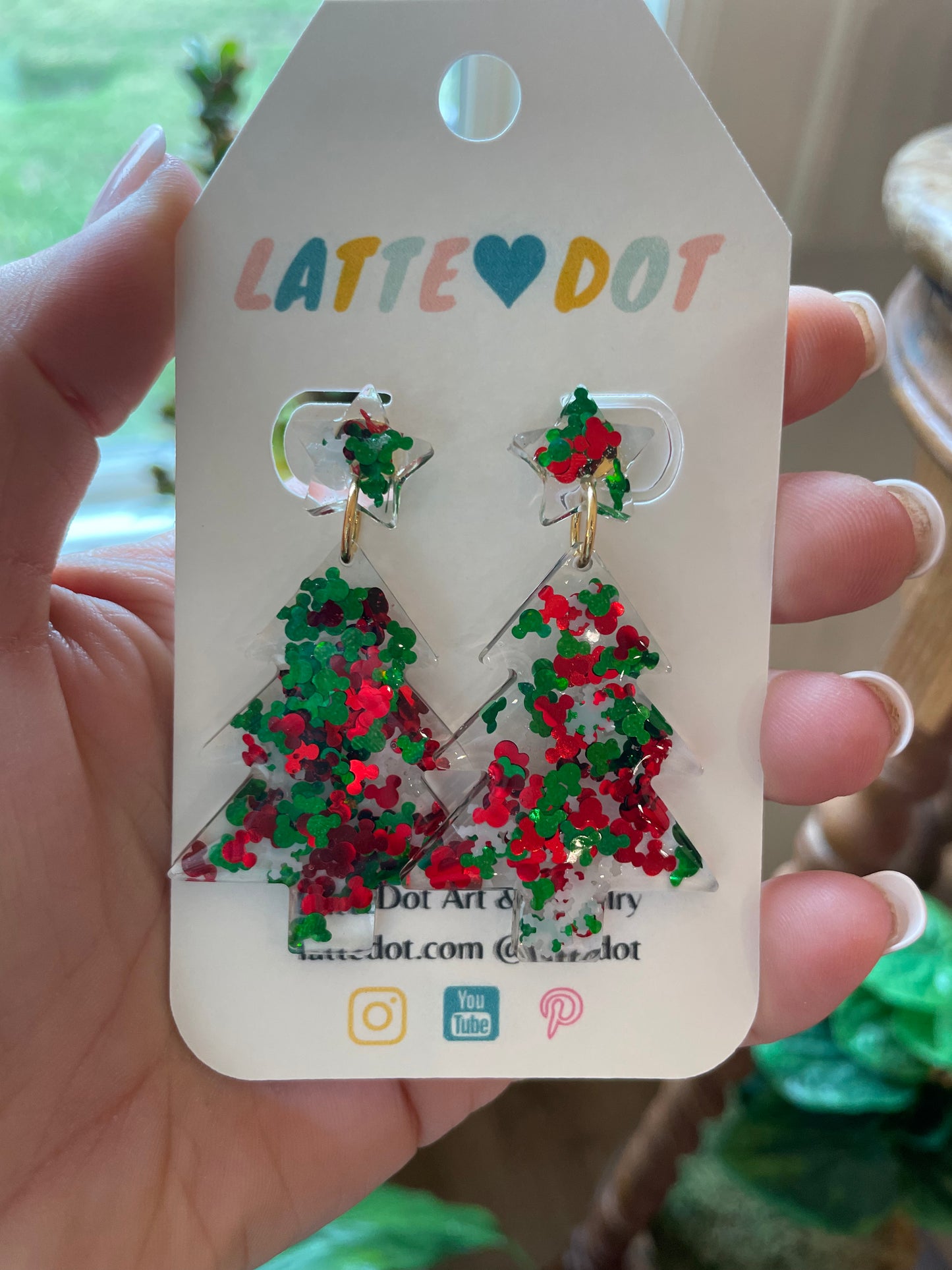 Resin Christmas Tree Earrings