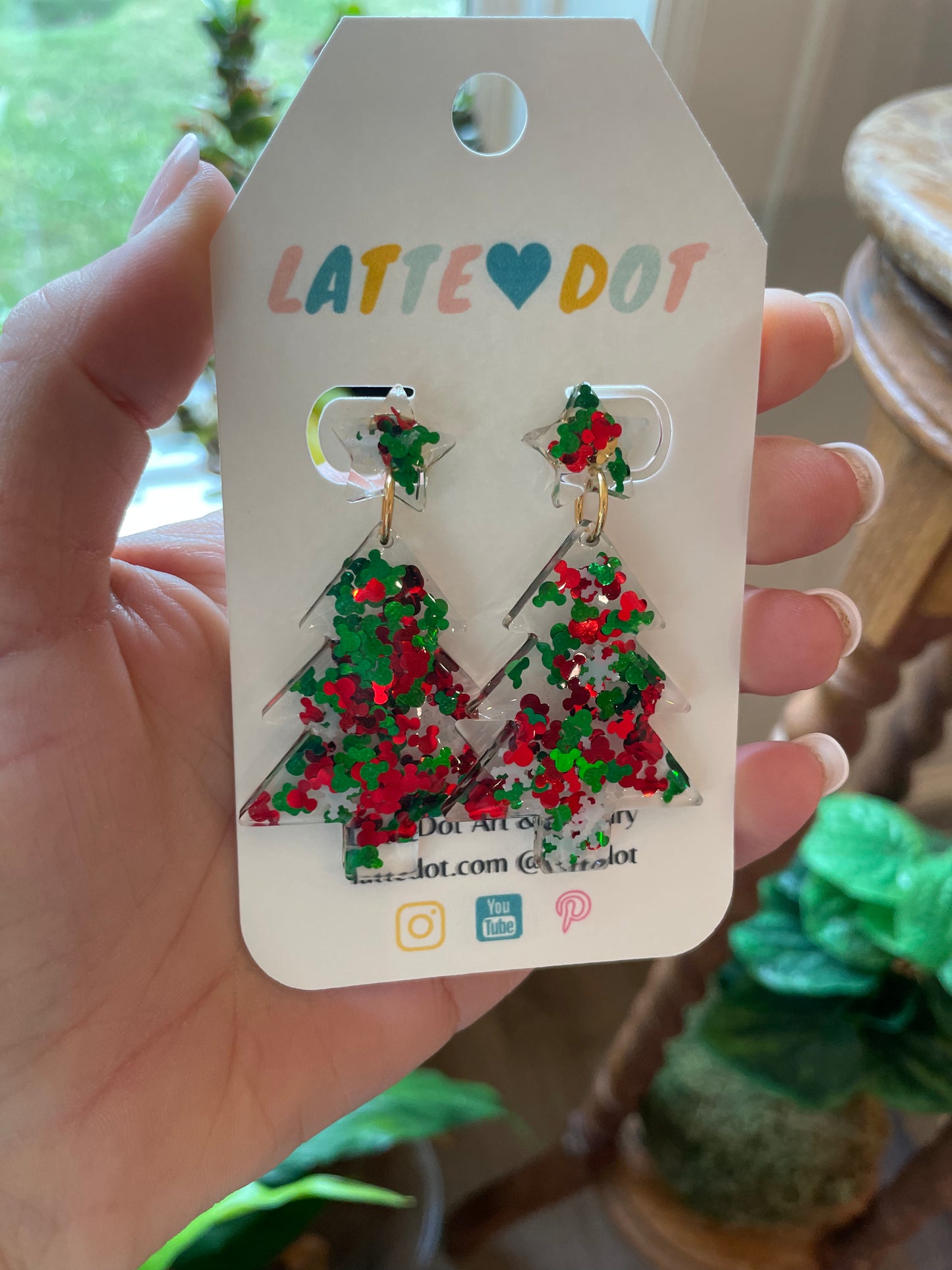 Resin Christmas Tree Earrings