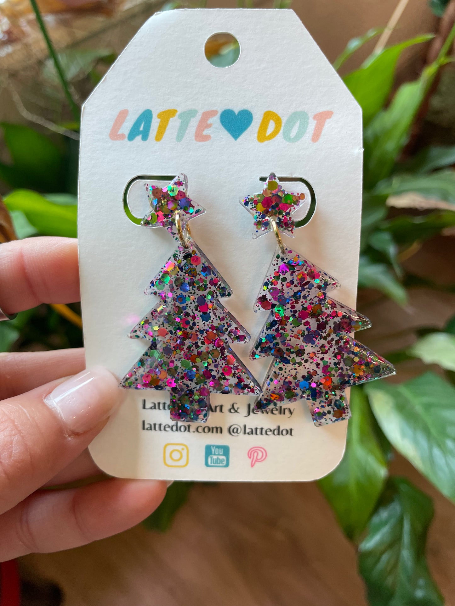 Resin Christmas Tree Earrings