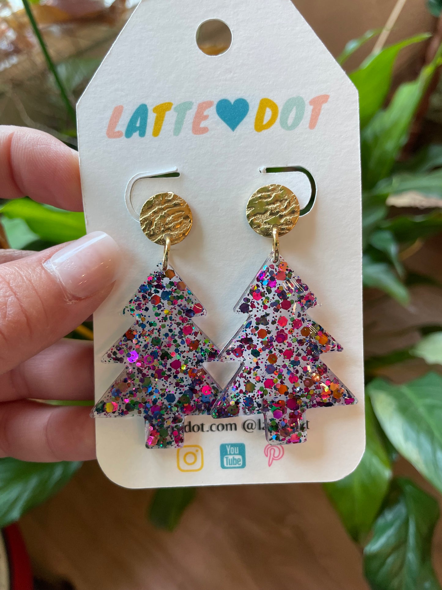 Resin Christmas Tree Earrings