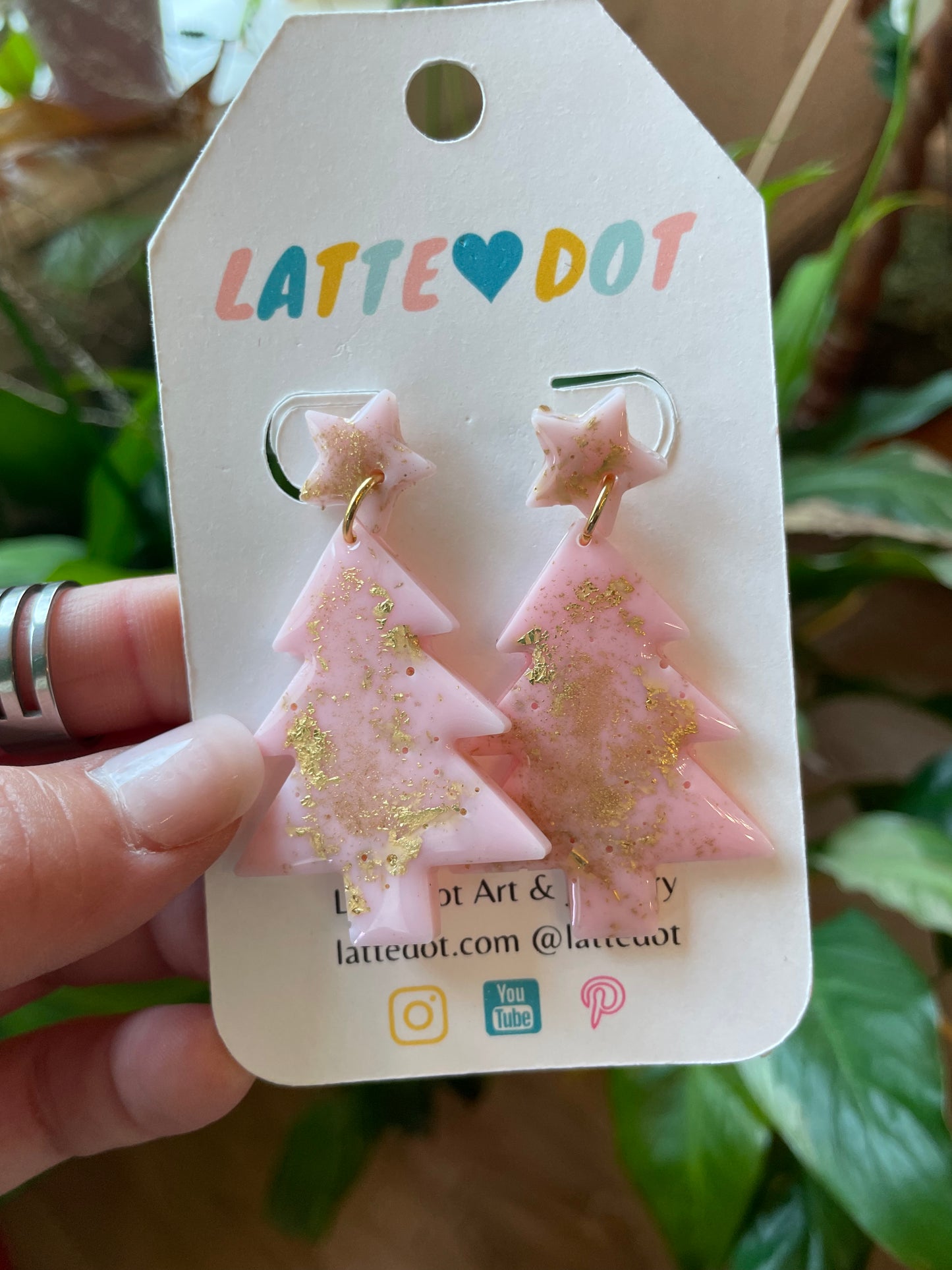 Resin Christmas Tree Earrings