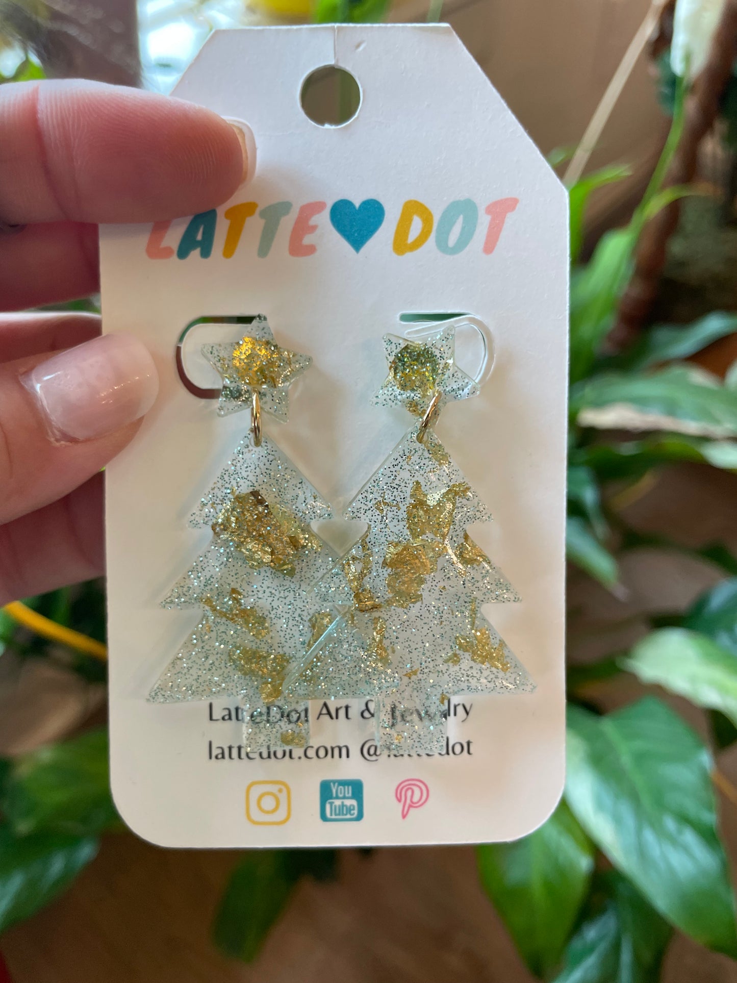 Resin Christmas Tree Earrings
