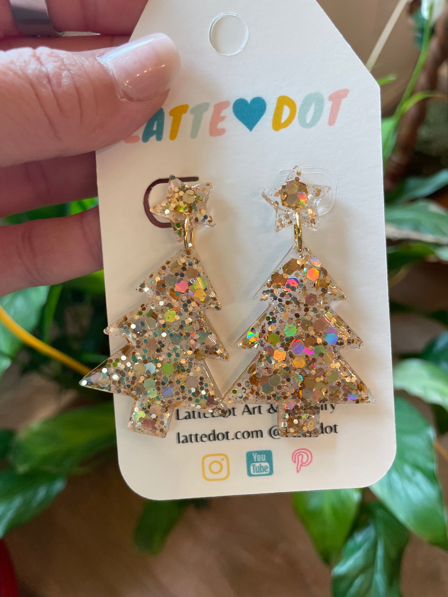 Resin Christmas Tree Earrings