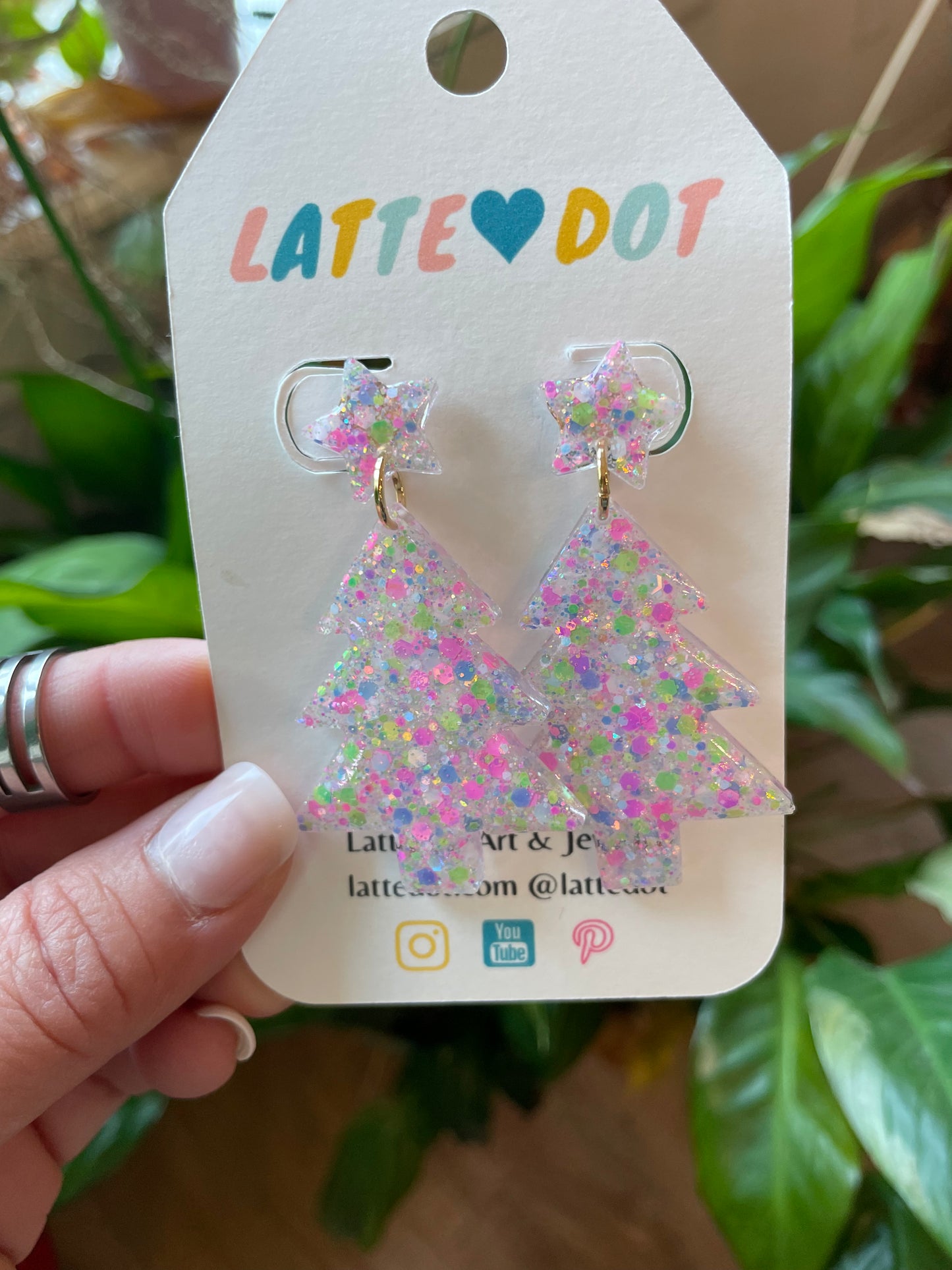 Resin Christmas Tree Earrings