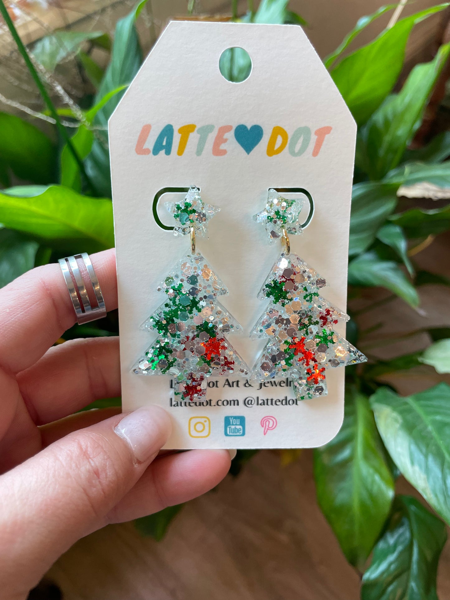 Resin Christmas Tree Earrings