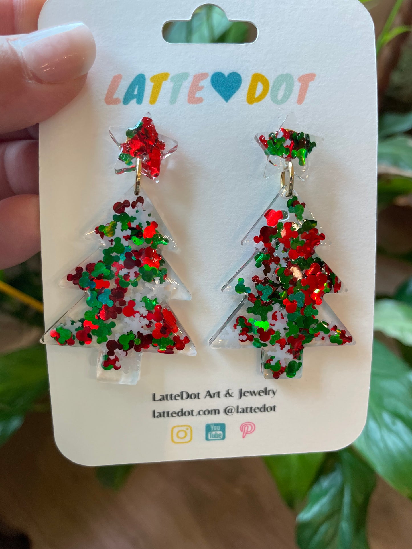 Resin Christmas Tree Earrings