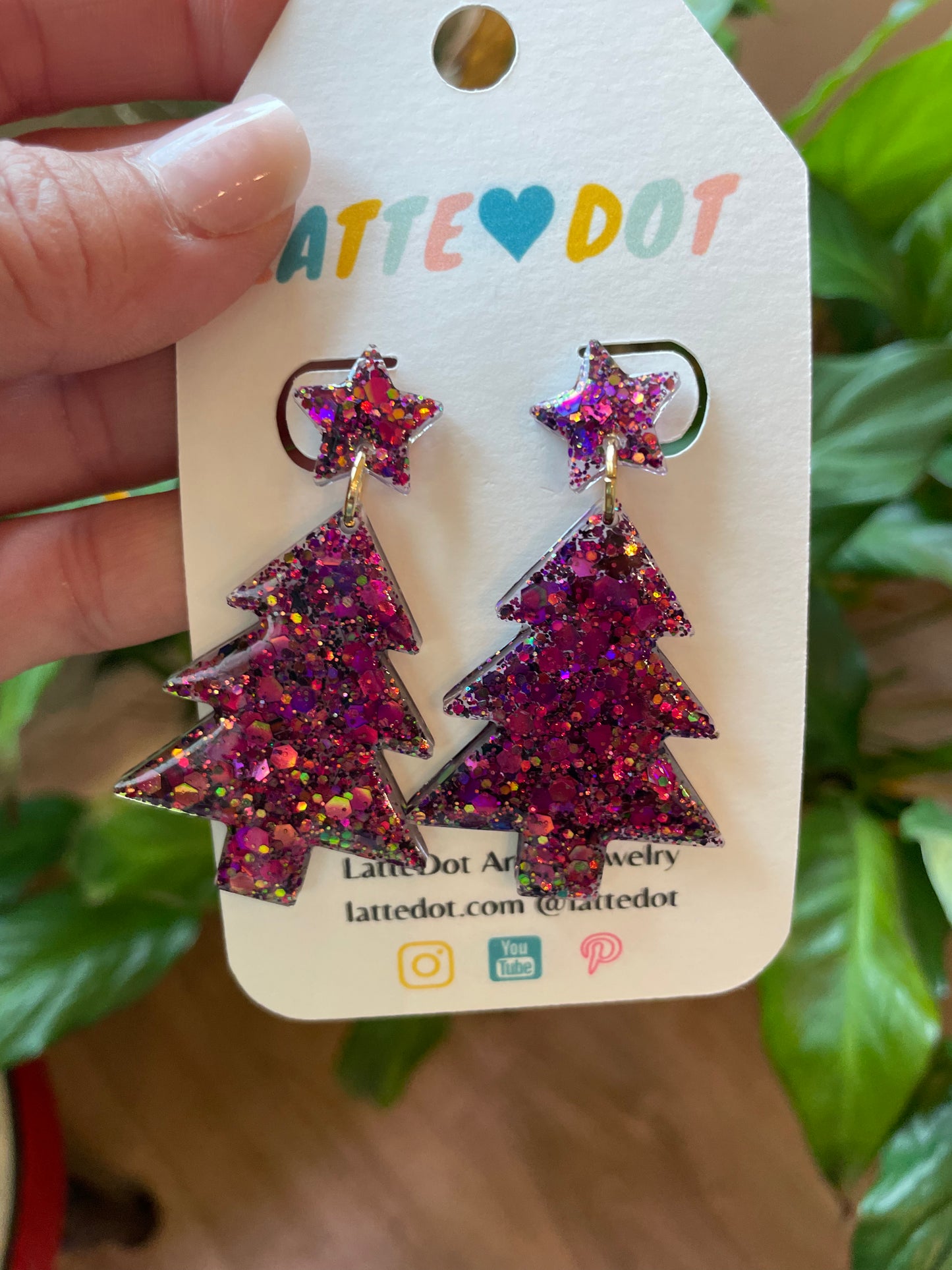 Resin Christmas Tree Earrings