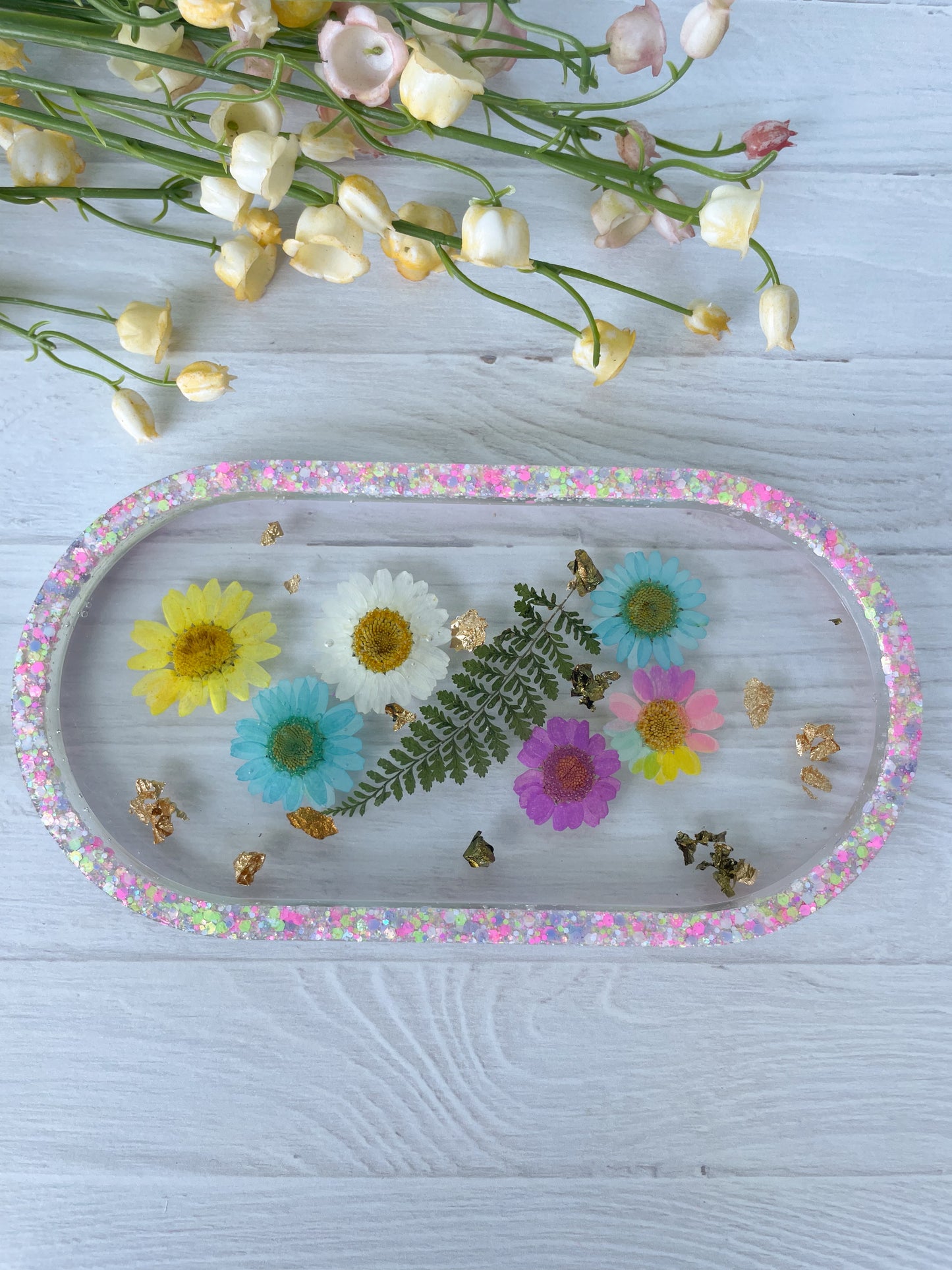 Clear Wildflower Jewelry Tray