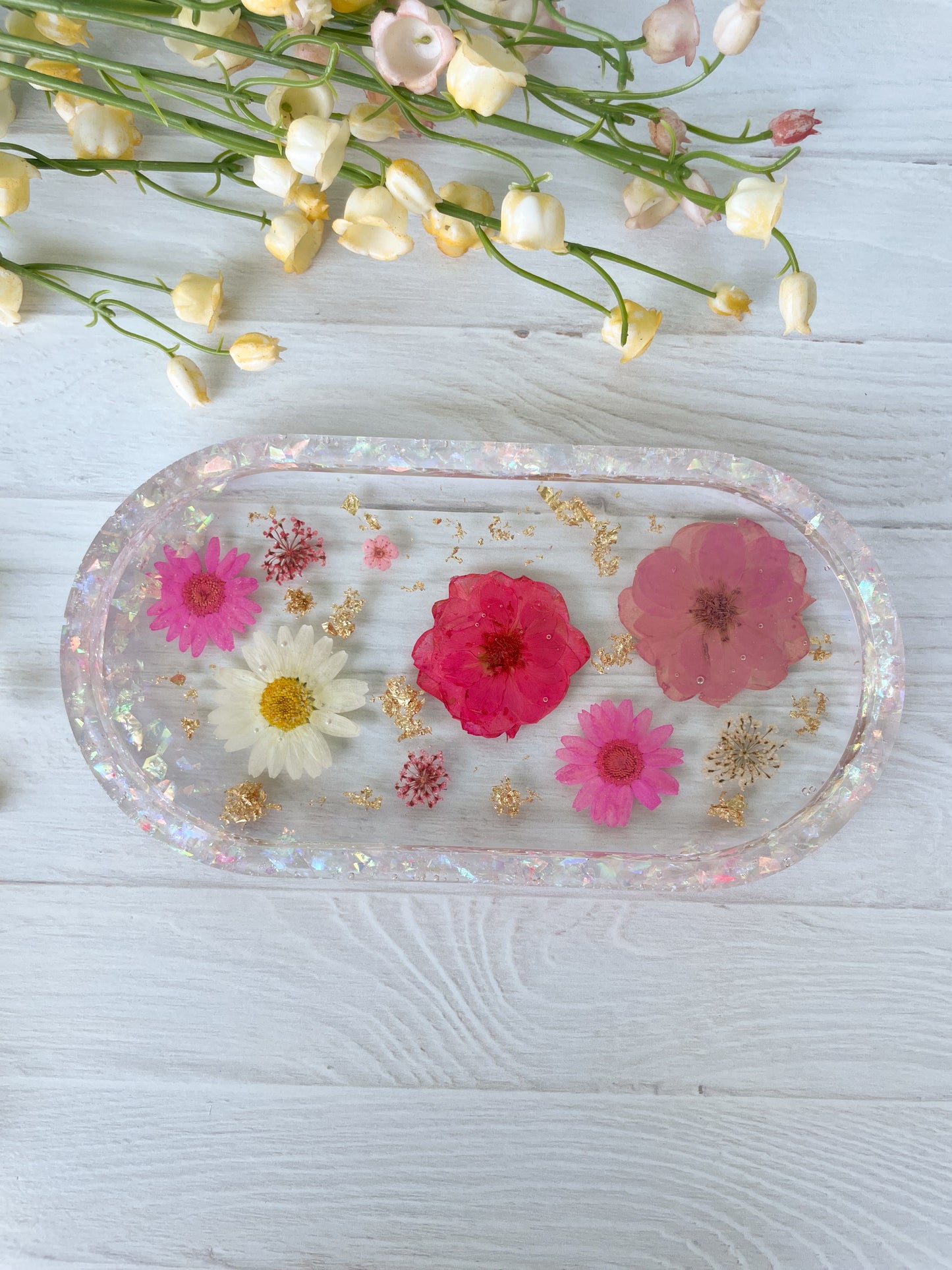 Clear Wildflower Jewelry Tray