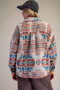 Boho Ethnic Print Button Down Fleece Shacket