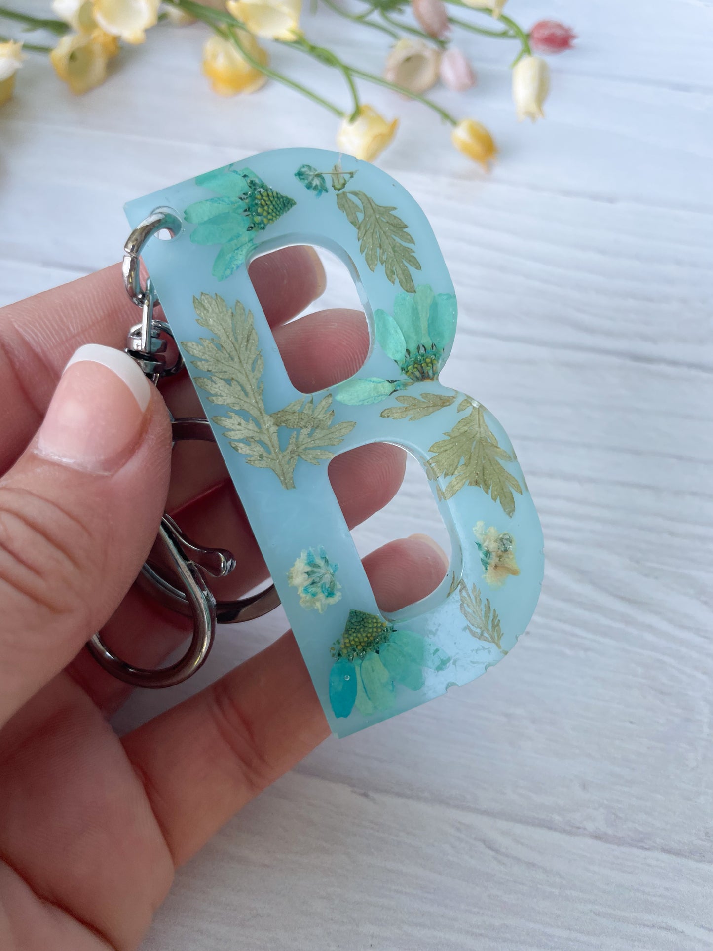 Blue Wildflower Key Chain Letter