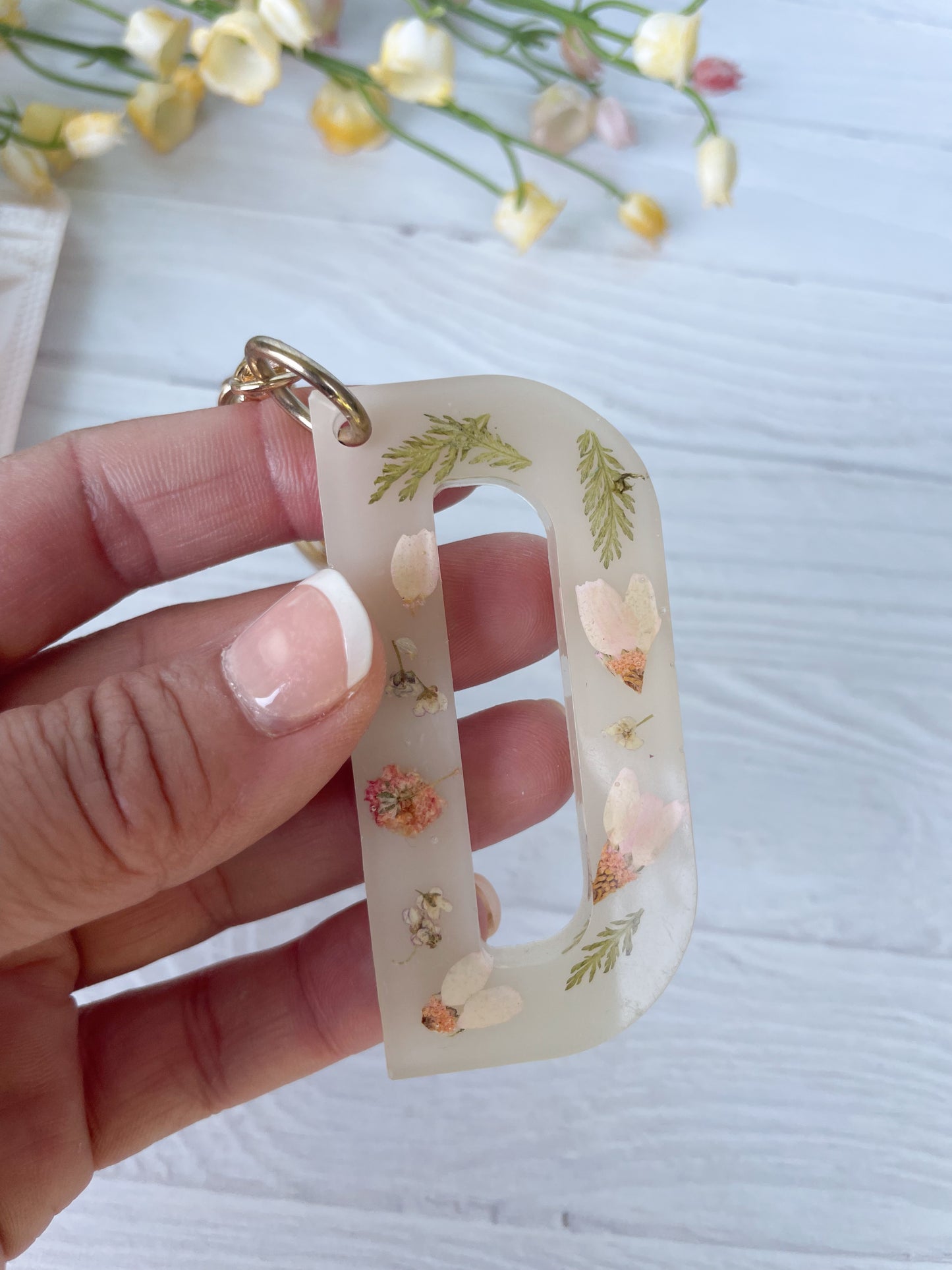 Khaki Wildflower Keychain Letter