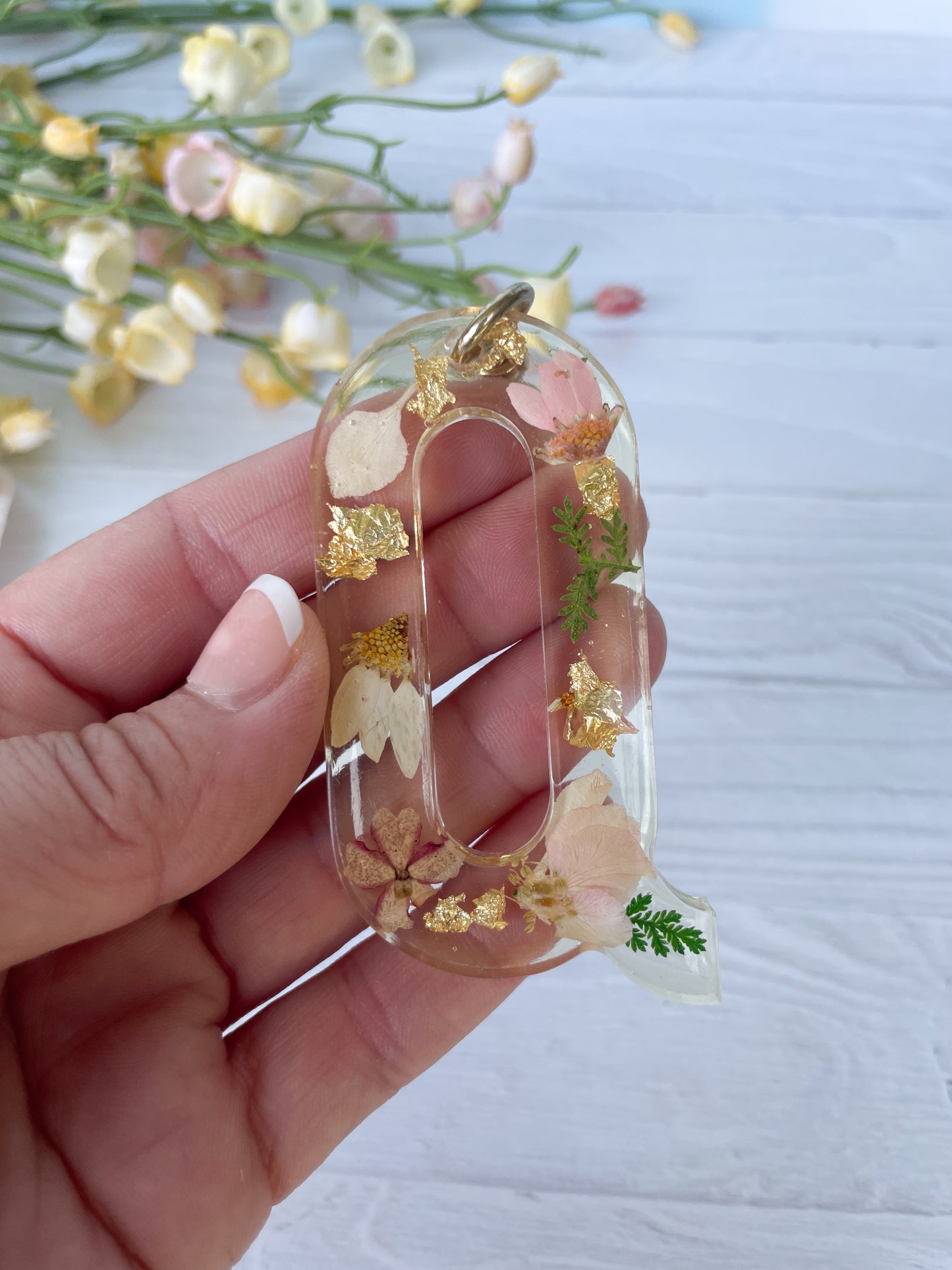 Clear Wildflower Keychain Letter