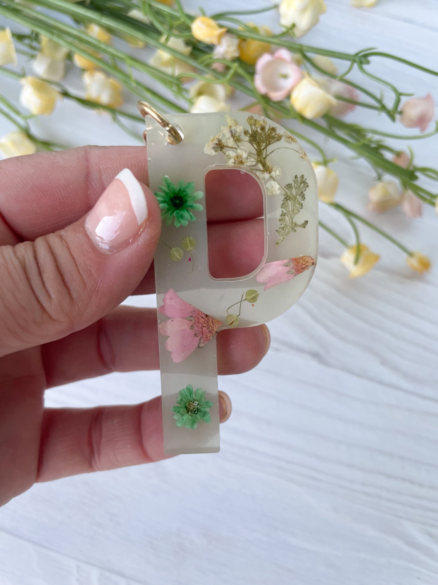 Sage Wildflower Keychain Letter