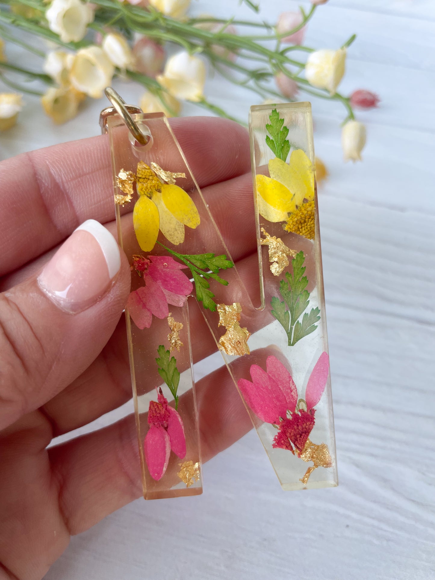 Clear Wildflower Keychain Letter
