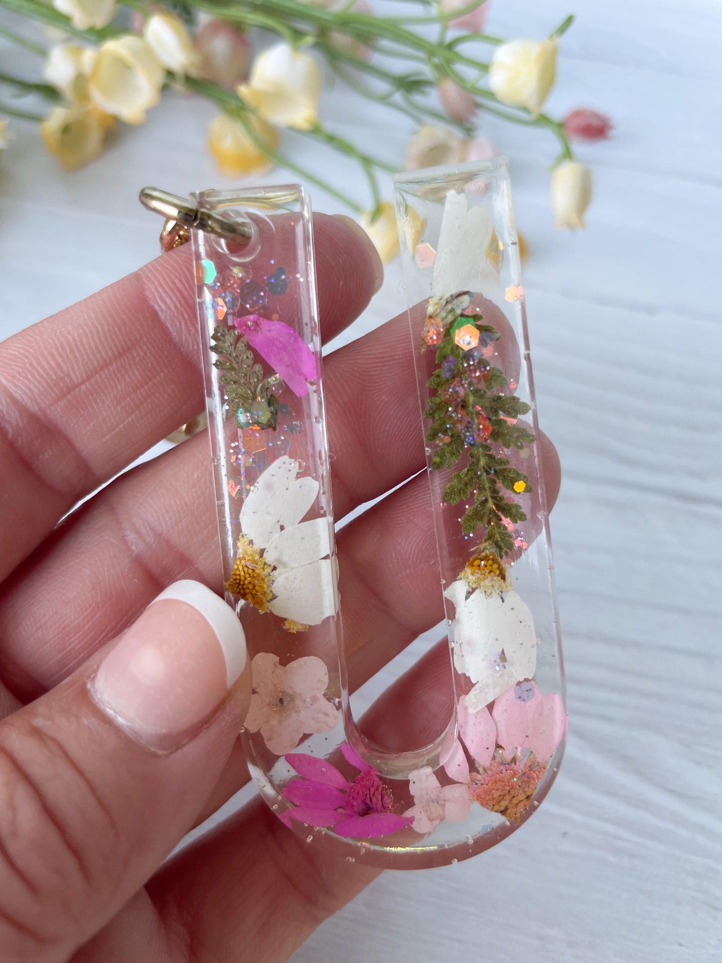 Clear Wildflower Keychain Letter