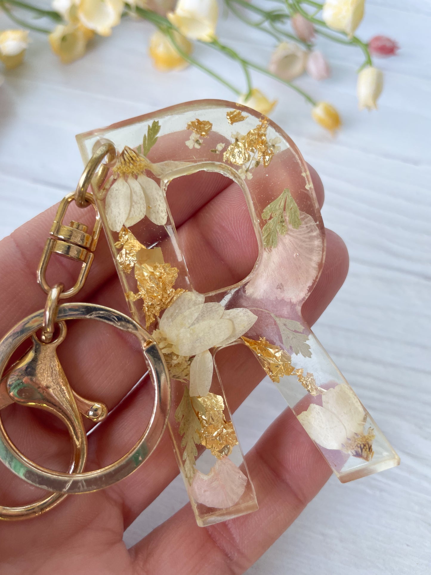 Clear Wildflower Keychain Letter