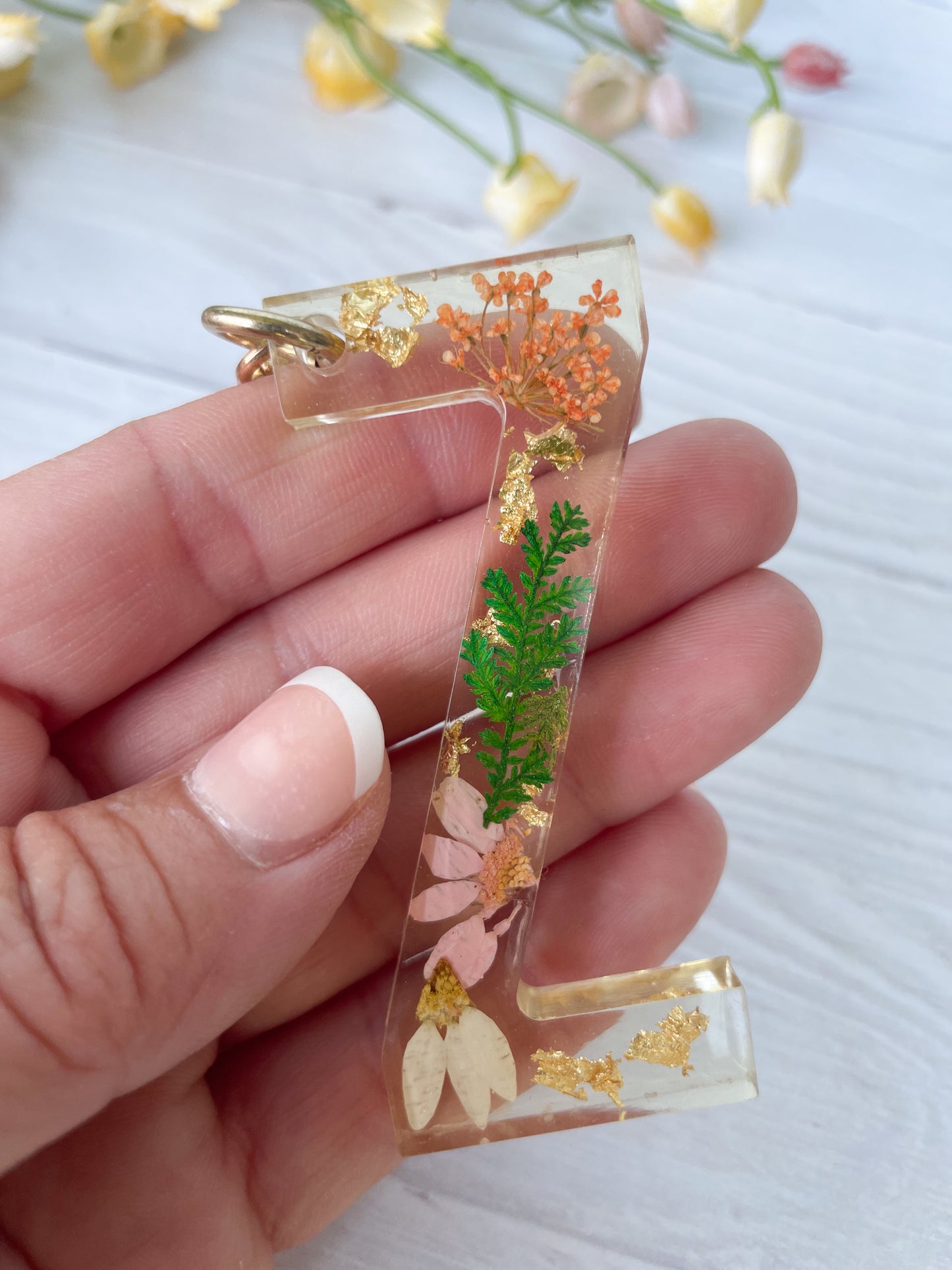 Clear Wildflower Keychain Letter