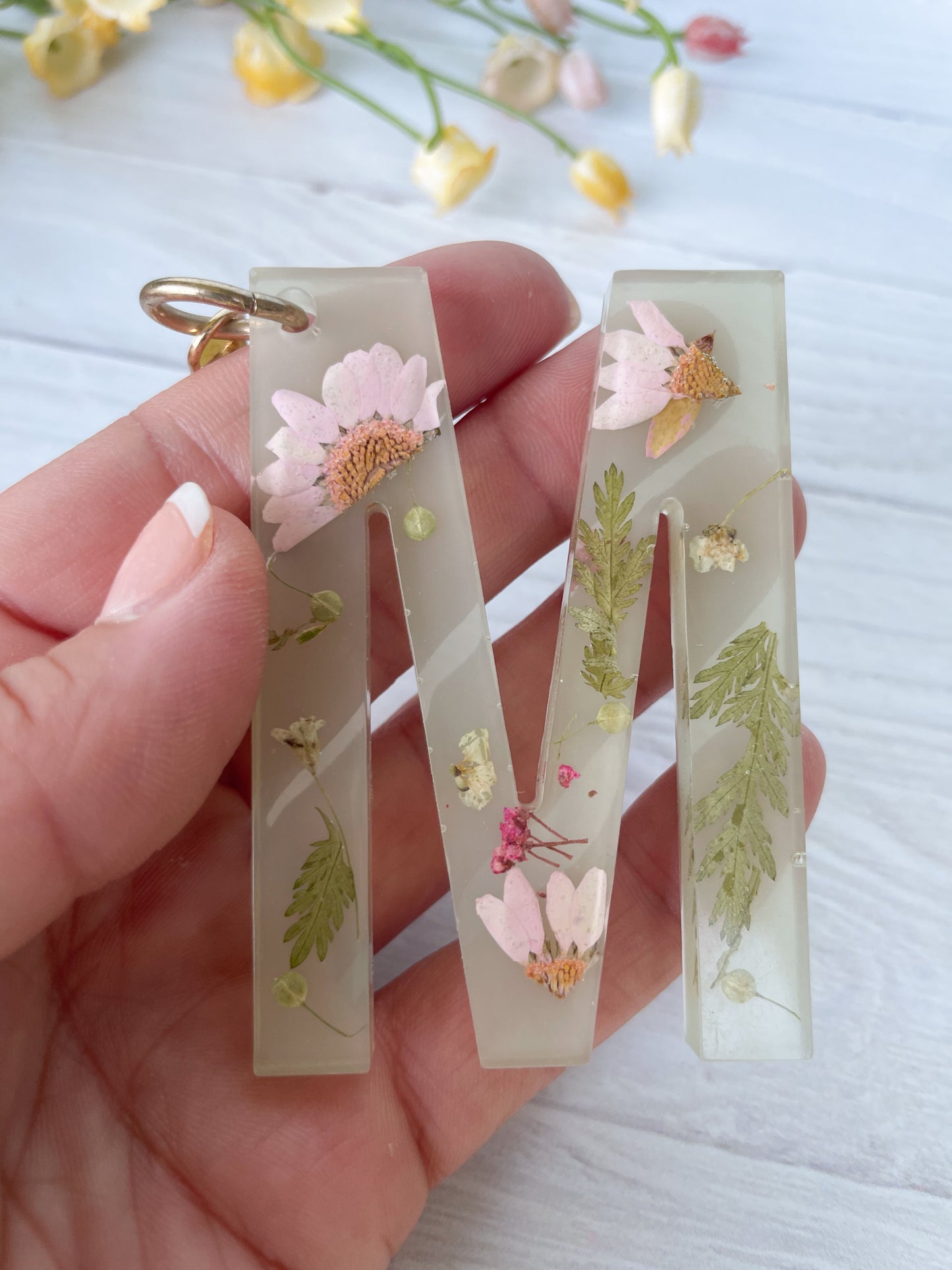 Sage Wildflower Keychain Letter