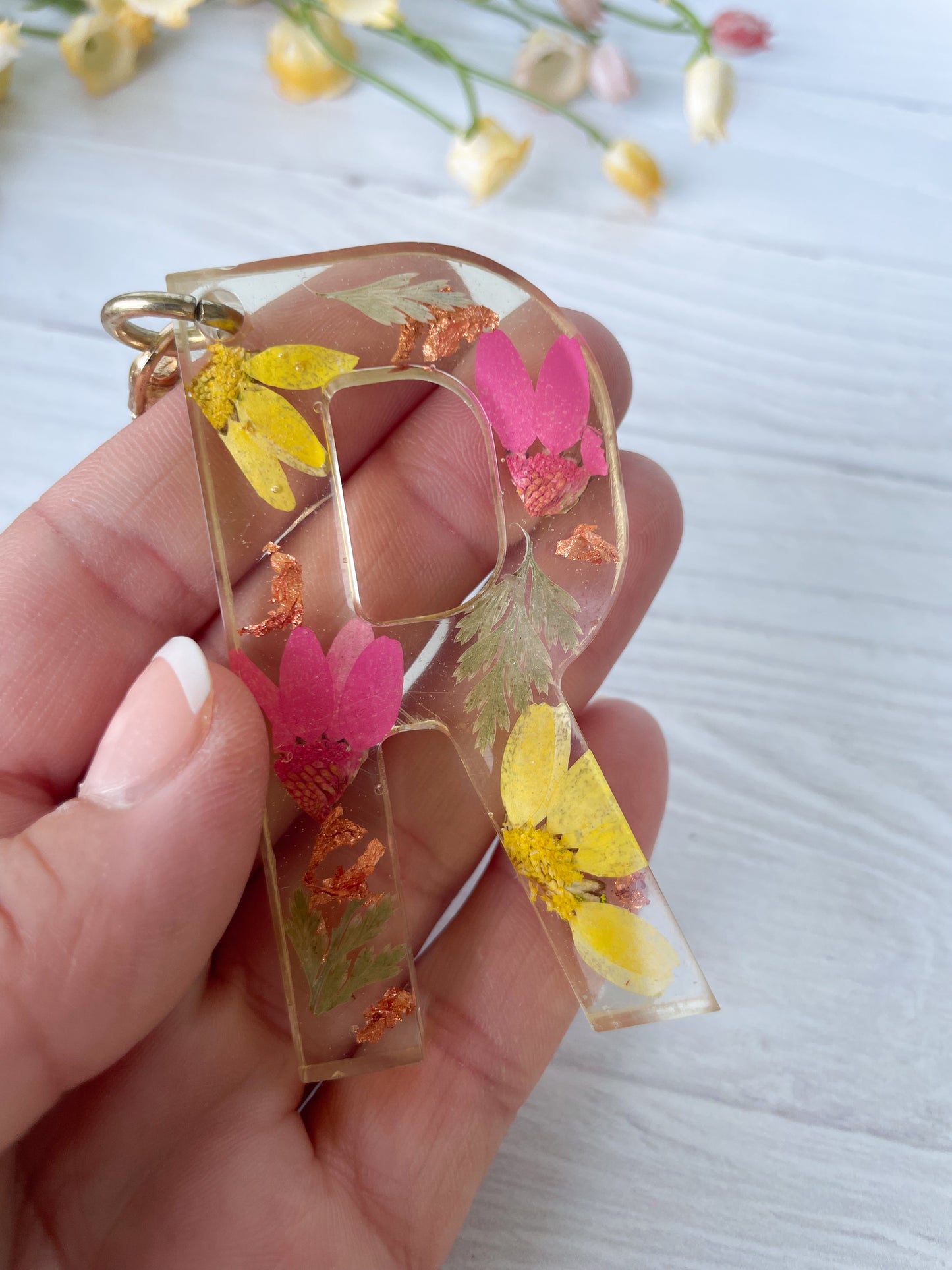 Clear Wildflower Keychain Letter