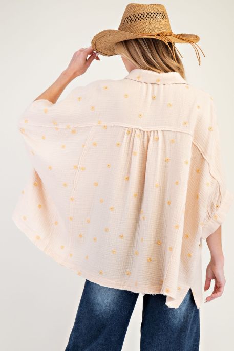 Boho Daisy Dreams Blouse – 100% Cotton Gauze