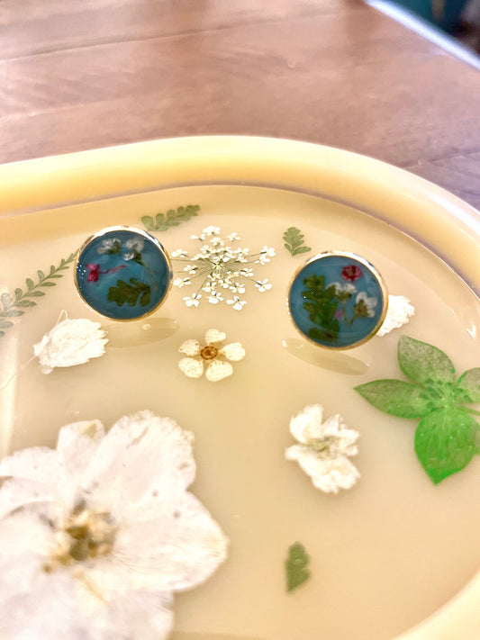 Dainty Pressed Flower Studs