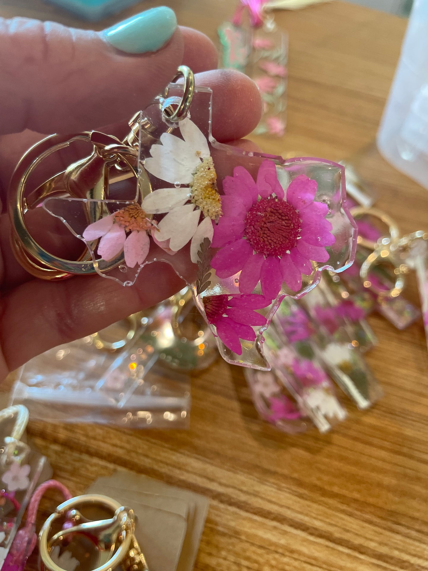 Pressed Flower Texas Keychain