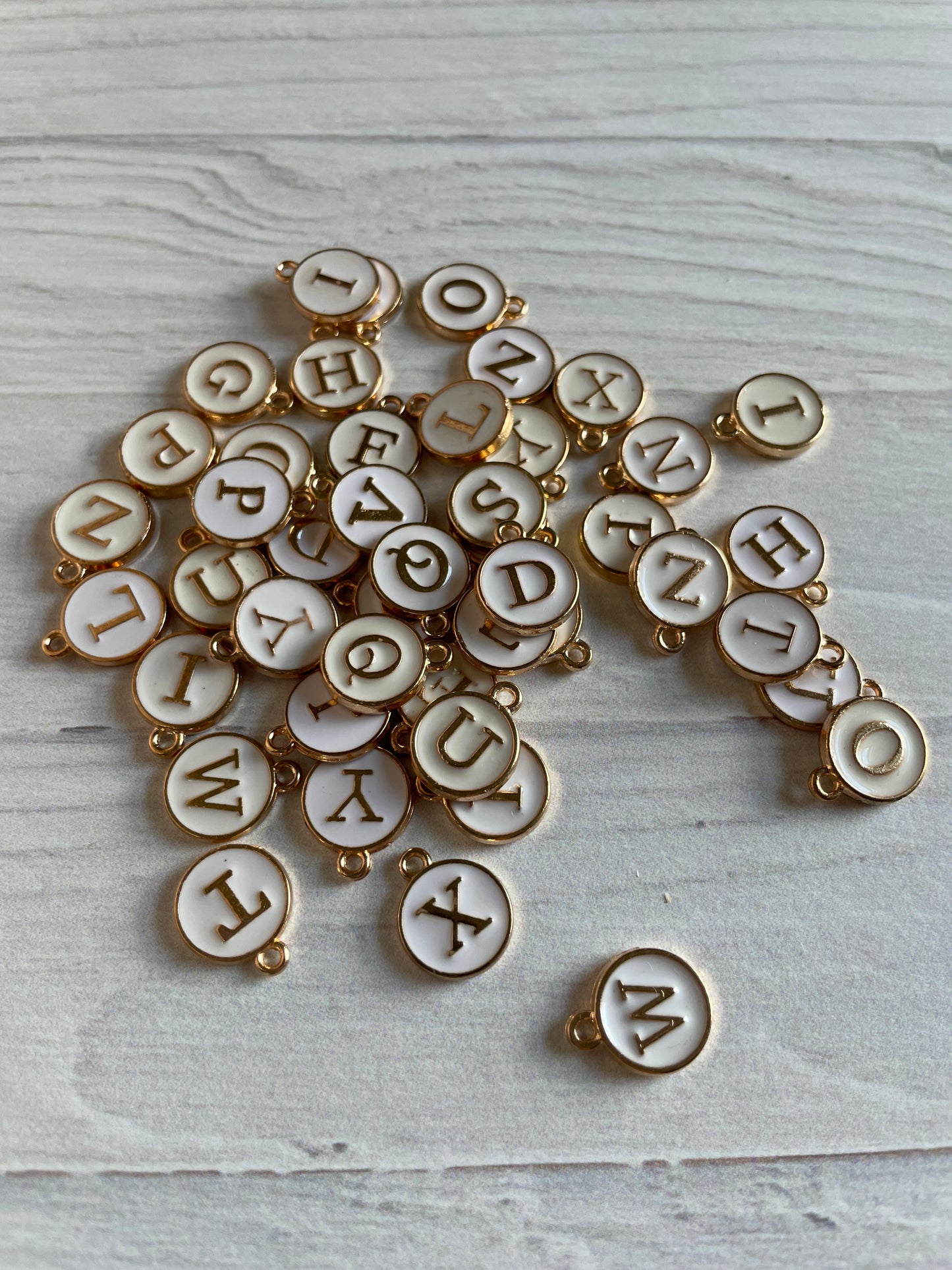 White Enamel Letter Charms