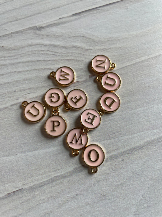 Double Sided Pink Enamel Letter Charms