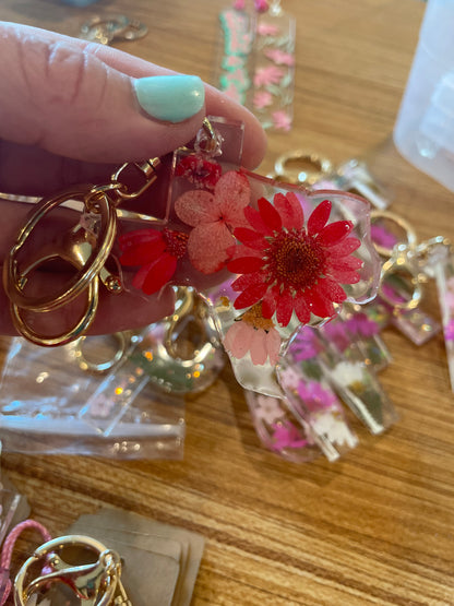 Pressed Flower Texas Keychain