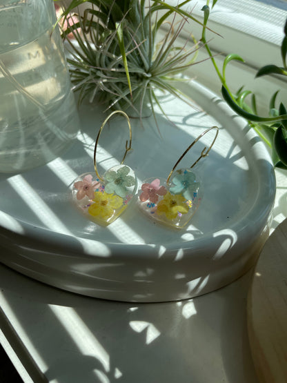 Sweetheart Floral Hoop Earrings