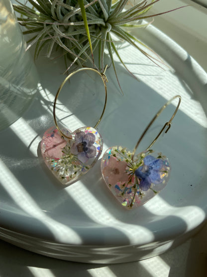 Sweetheart Floral Hoop Earrings