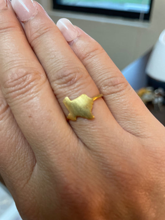Small Etched Texas Adjustable Ring