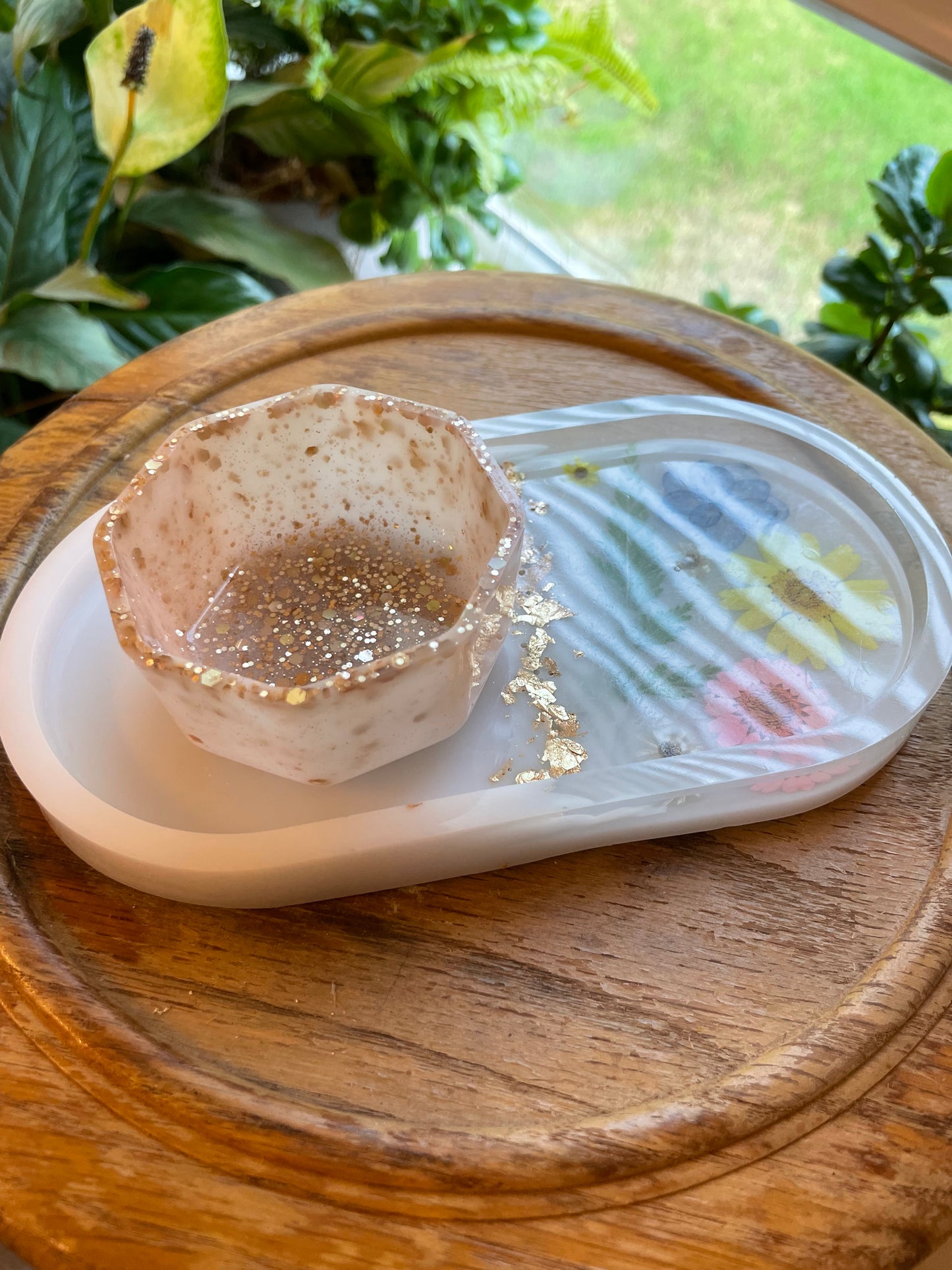 Wildflower Jewelry Tray Sets with Trinket Bowl