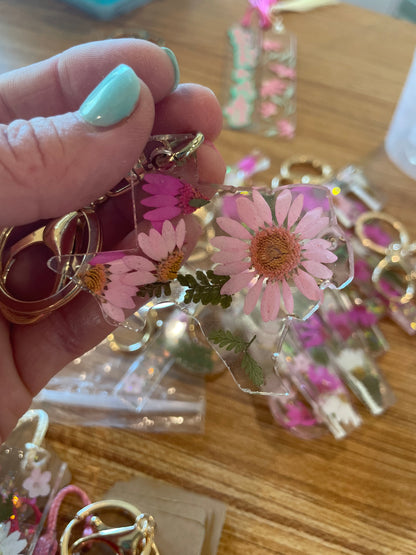 Pressed Flower Texas Keychain